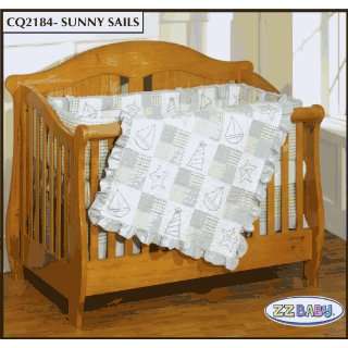   Patchwork Baby Crib, Quilt Bedding Set, Nautical & Sail Boat Theme