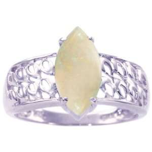  14K White Gold Marquis Gemstone Ring Opal, size5 diViene 