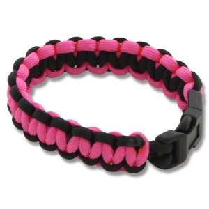  Large Paracord Survival Bracelet   Pink/Black: Sports 