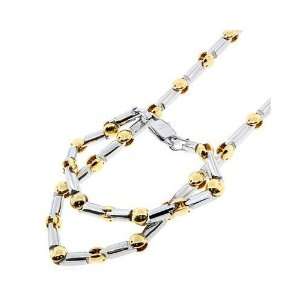   Gold Ball Silver Buller Men Bracelet Chain Set TrendToGo Jewelry