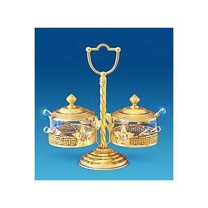 24k Gold Plated Classic Design Double Sugar Dish: Kitchen 