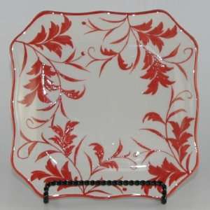  Andrea by Sadek Red Leaf Pattern Square Plate 8.5 NEW 