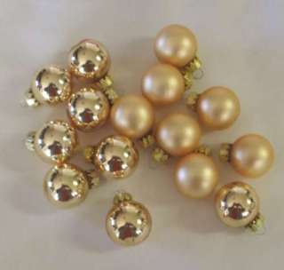 14 Gold Glass Christmas Ornaments 1in Matte Shiney G581  