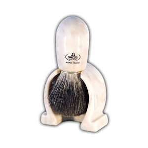  The Beige Marbelized Omega Shaving Set with Badger Shaving Brush 