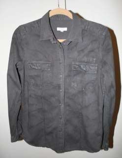 Equipment distressed grey twill work shirt size M Medium $198  