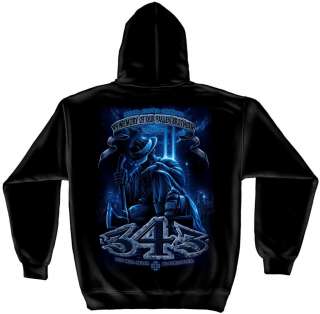 FDNY 343 Memorial Black Sweat Shirt with Hood 9 11 01  