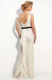   BCBG Elisabeth White Woven Ruffle Gown (BELT) 8 $348 COX6M174  