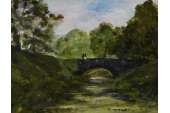 English Impressionist River Bridge Oil Painting  