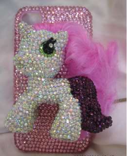 Iphone 4 4S bling crystal My Little Pony Handmade 3D cover case  