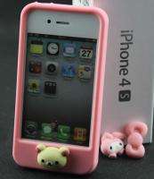 3D 3PCS Pink Home Button Silicone Case Cover Skin for iPhone 4S 4G 