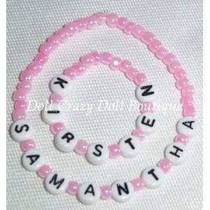  Girl & Doll Matching Pink Name Bracelets: Toys & Games