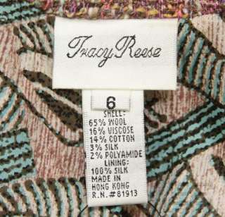 Tracy Reese Pink & Mauve Wool Jeweled Mesh Trim Jacket, Size 6  