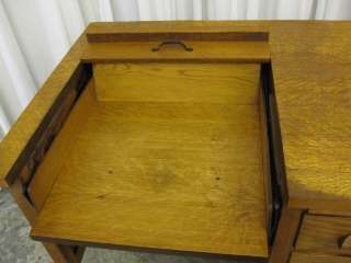 Antique Oak Desk w Pull Out Manual Typewriter Area UNUSUAL FIND Great 