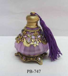 Purple Jewelled Perfume Bottle 2.5 Inches H Beautiful handcrafted 