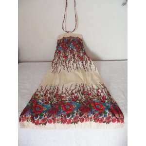 Original Handmade Summer Dress from Thailand  Light Cream with Floral 