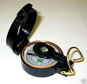 Lensatic Compass Blk W/Guide Wire For Scouting Camping+  
