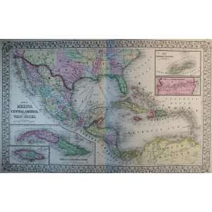  Mitchell Map of Mexico and West Indies (1869): Office 