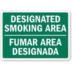 Designated Smoking Area / Fumar Area Designada (green) Plastic Sign 
