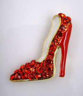 RED SHOES BROOCH PIN MADE WITH SWAROVSKI CRYSTAL NEW  