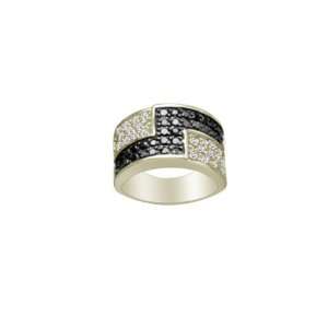   Silver Brick Look Clear CZ Ring.Size 8 FREE GIFT BOX.: Jewelry