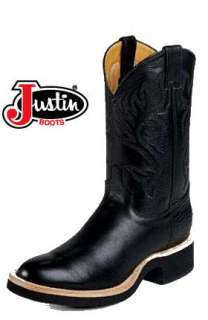 Justin Mens 5002 Black Bullhide Tekno Crepe Western Boots 11B New Made 