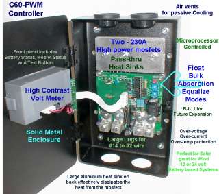 60A 12/24V Wind/Solar Solid State   PWM Charge Control  