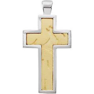  Sterling Silver Jehovah Raffa Cross Pendant Rhodium & Gold 