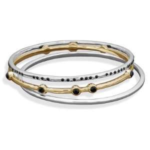 Triple Plated Brass Bangle Bracelet Set Set Of 3 Bangles   JewelryWeb