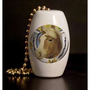  Horse in Horse Shoe Porcelain Fan / Light Pull: Home 