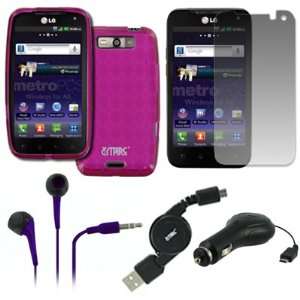  Earbud Headphones (Purple) + Screen Protector + Retractable Car