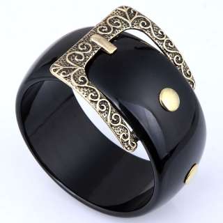   black wide resin bangle bracelet for unisex 2.64 inch Diameter fashion