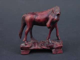 Old Wood Carved Horse Glass Eyes China or Japan 3  