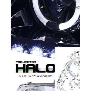 1997 2003 FORD EXPEDITION,SUV HEADLIGHT PROJECTOR, CHROME 1PC W/HALO W 