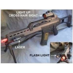 Double Eagle G36 Spring Airsoft Gun w/ Bipod, Laser, Red Dot Sight 