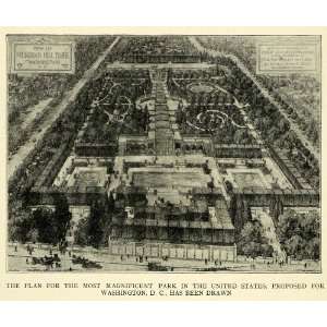  1915 Print Meridian Hill Park Blueprint Washington D. C 