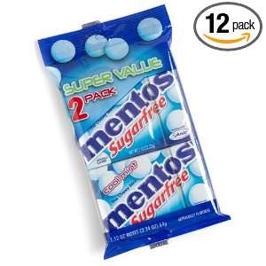Mentos Sugar Free Cool Mint Candy, 2 Count Packages (Pack of 12)