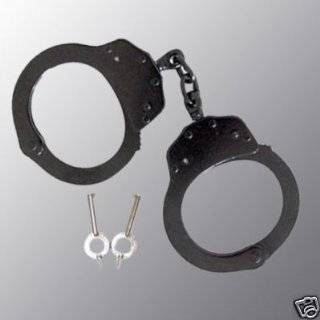 Double Locking Steel Hand Cuffs Police Handcuffs   Black by Heartland 