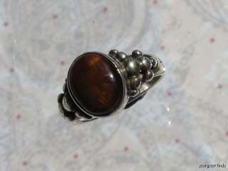 VINTAGE 925 STERLING SILVER & BRIGHT AMERICAN ARIZONA FIRE AGATE RING 