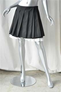 ANNA MOLINARI Black+White Pleated Mini School Skirt 40  