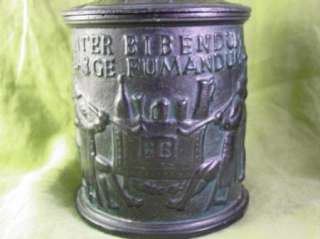 Vintage ? Cast Iron Swedish Humidor Tobacco Jar Press Card Suits 