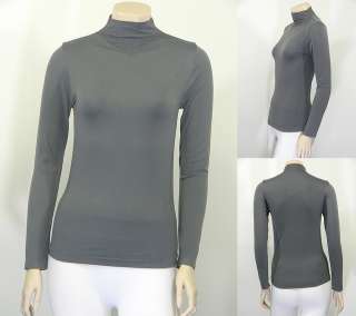 Basic Turtleneck Long Sleeve Plain Solid Top Seamless ONE SIZE Various 