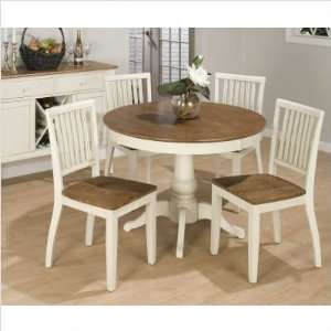 Bundle 17 Round Dining Table in Warm Honey and Vintage White Width 42 