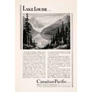  1929 Ad Canadian Pacific Railway Lake Louise Chateau Banff 