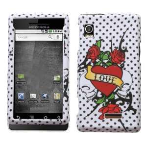   Case Cover Black and White Dots with Love Heart Skull Roses Tattoo