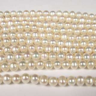 8mm round white freshwater pearl beads strand 15  
