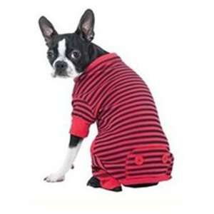  Fashion Pet Red Striped Dog Pajama Medium: Pet Supplies