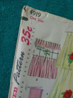 Vintage 50s Embroidery Cafe Curtains Transfer Craft Pattern  