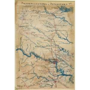    Civil War Map Fredericksburg to Petersburg, Va..: Home & Kitchen