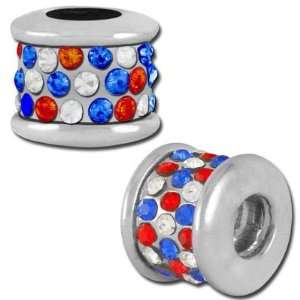  11mm Red, White and Blue Confetti Rhinestone Bead Jewelry