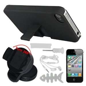  Skque Black Rubberized Case with Stand + White Anti Dust Dock Jack 
